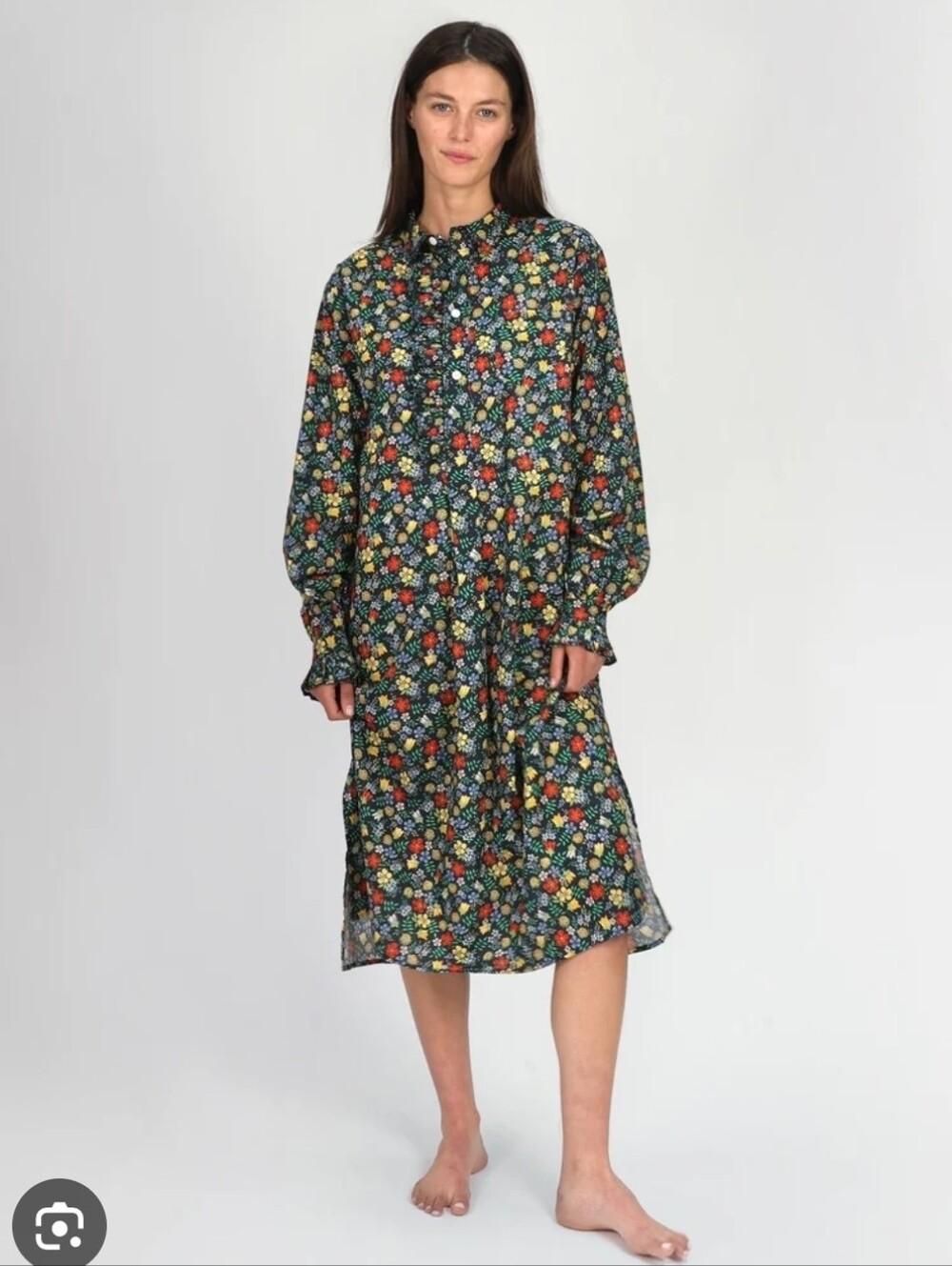 Sleepy Jones Cornett Gown in Liberty Fabric Edenham Floral Navy Size M